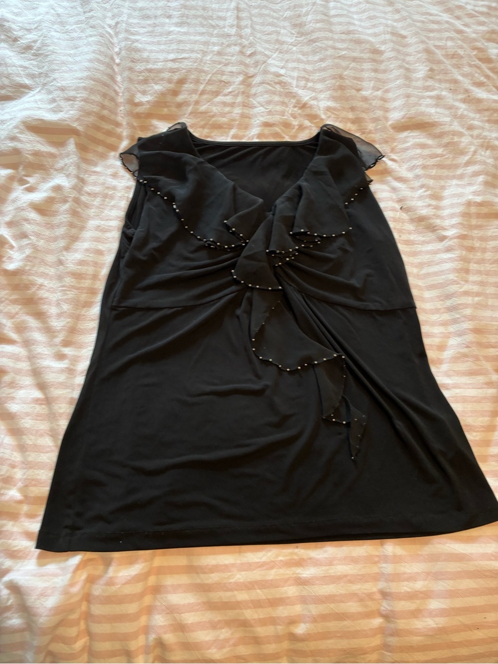 Black Ruffle Detail Women's Top